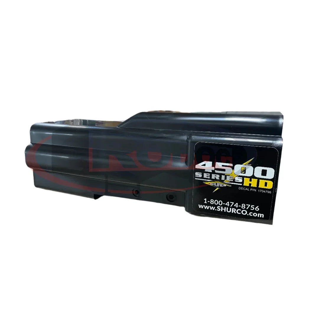Shurco 4500 Series HD black motor cover with label and contact info