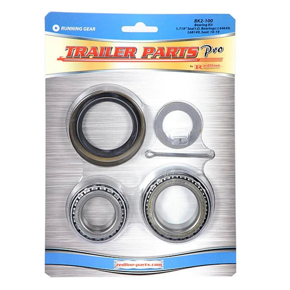 Trailer Parts Pro BK2-100 bearing kit sealed in retail packaging with bearings and seal visible