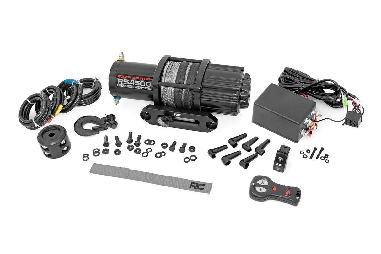 Rough Country 4,500-lb UTV/ATV Electric Winch with Remote - Synthetic Rope - RS4500SA