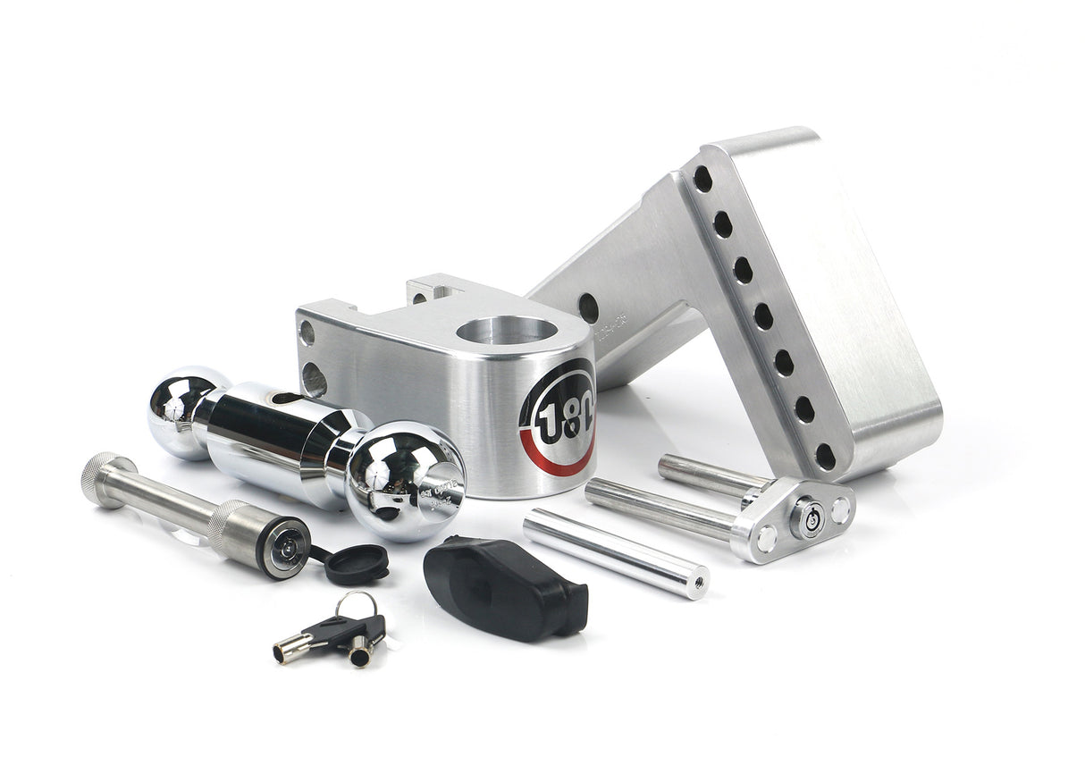 180 Hitch 4" Drop Hitch w/ 2.5" Shank Chrome Plated Combo Ball (10K/18.5K GTWR) w/ WS05