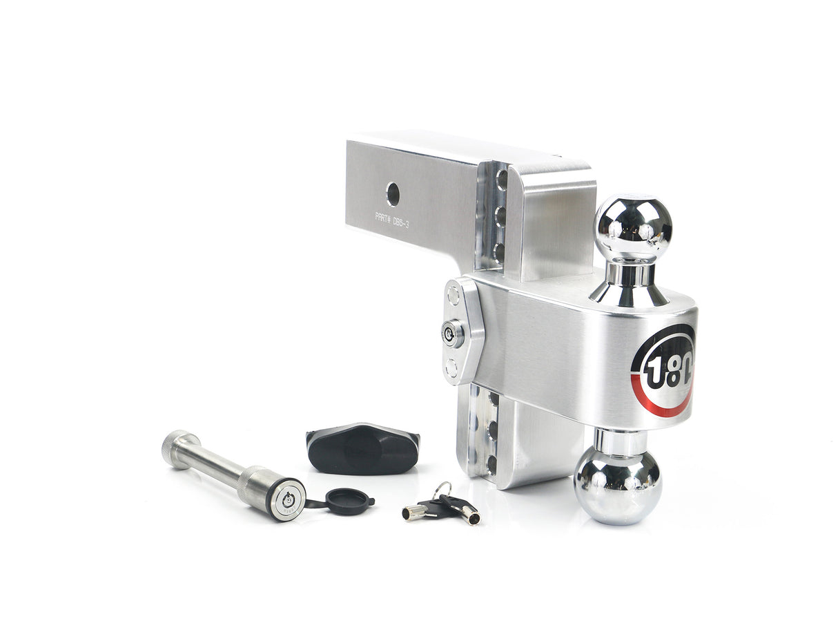 180 Hitch 6" Drop Hitch w/ 2.5" Shank Chrome Plated Combo Ball (10K/18.5K GTWR) w/ WS05