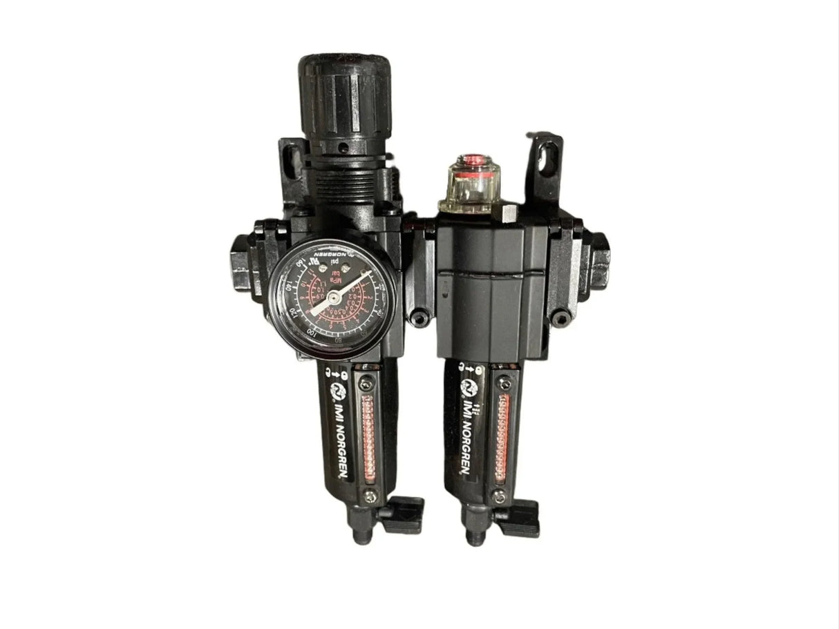 IMI Norgren pneumatic air regulator and filter set with pressure gauge