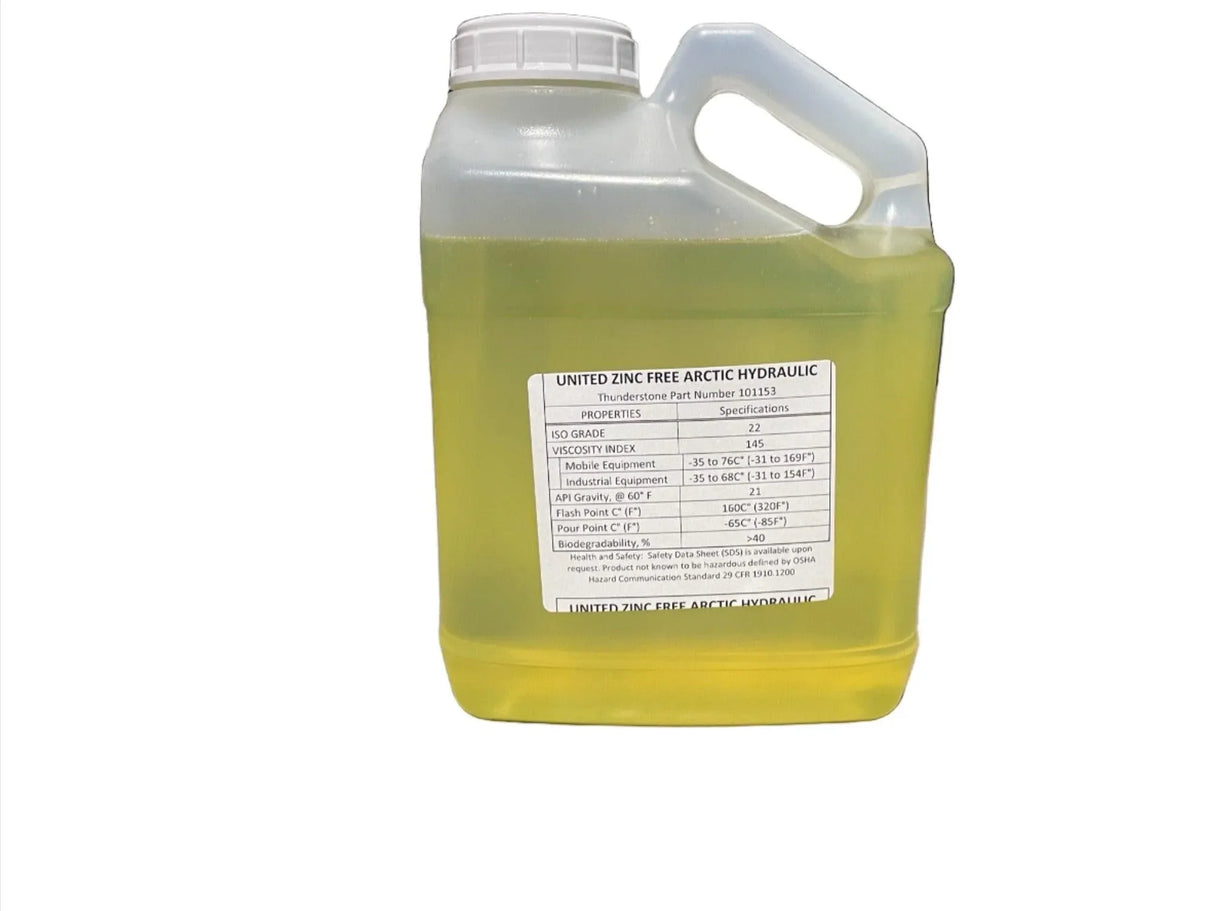United Zinc Free Arctic Hydraulic fluid jug with label on white background