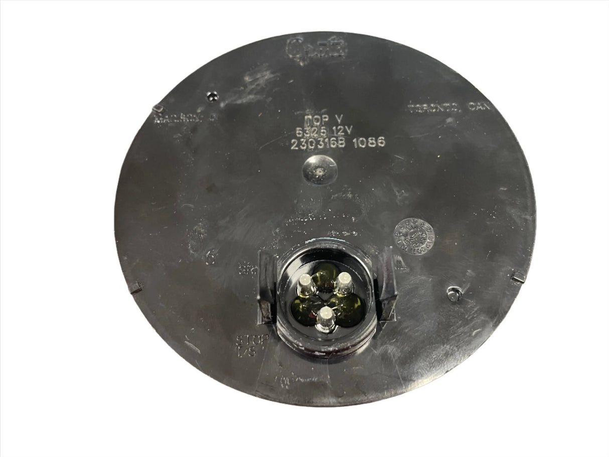 Black plastic automotive round trailer light socket base with metal electrical connectors