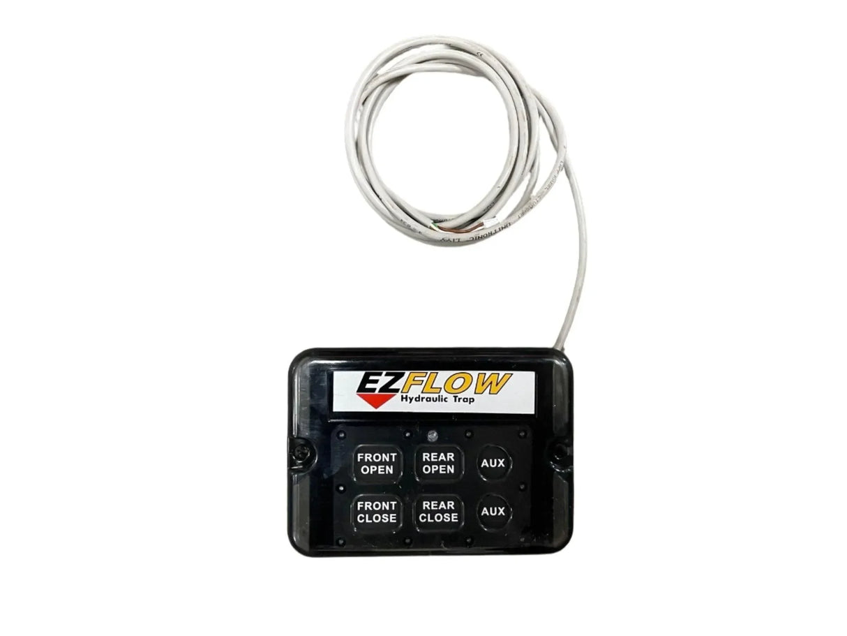 EZ Flow hydraulic trap controller with buttons and attached white cable