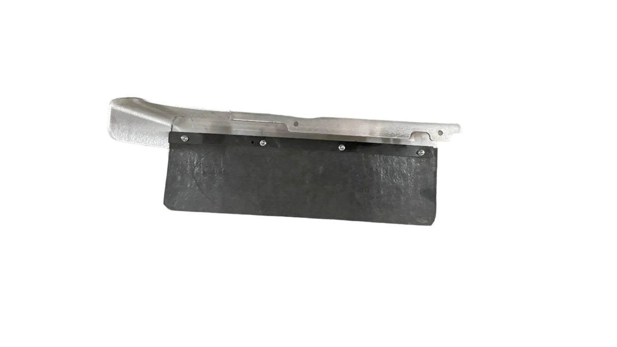 Heavy duty metal and rubber boat rudder on white background