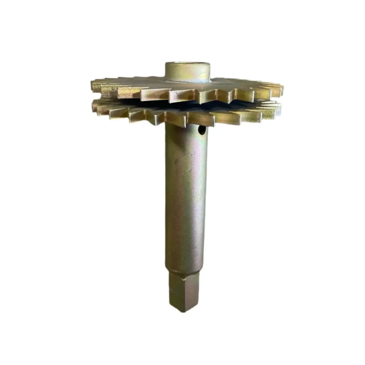 Metal step drill bit tool isolated on white background for drilling and cutting