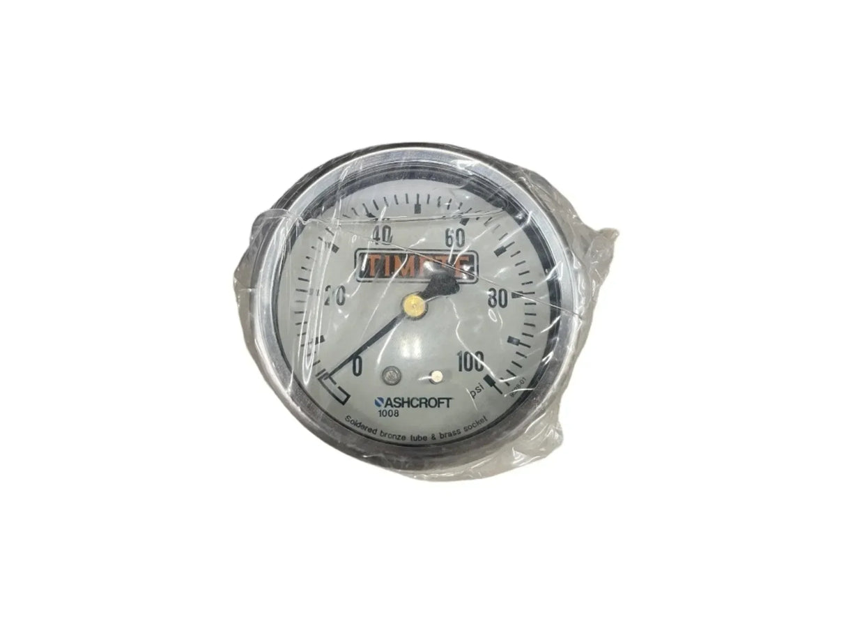 Ashcroft pressure gauge 1008 model in plastic wrap on white background