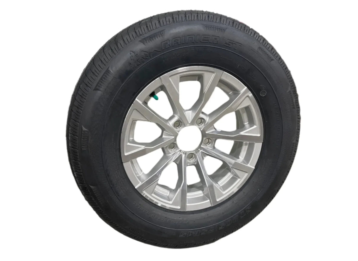 15" 5 on 4.5" Edge Silver Aluminum Wheel/Tire Combo for Sure-Trac Trailers - Rodoc Leasing Sales & Service