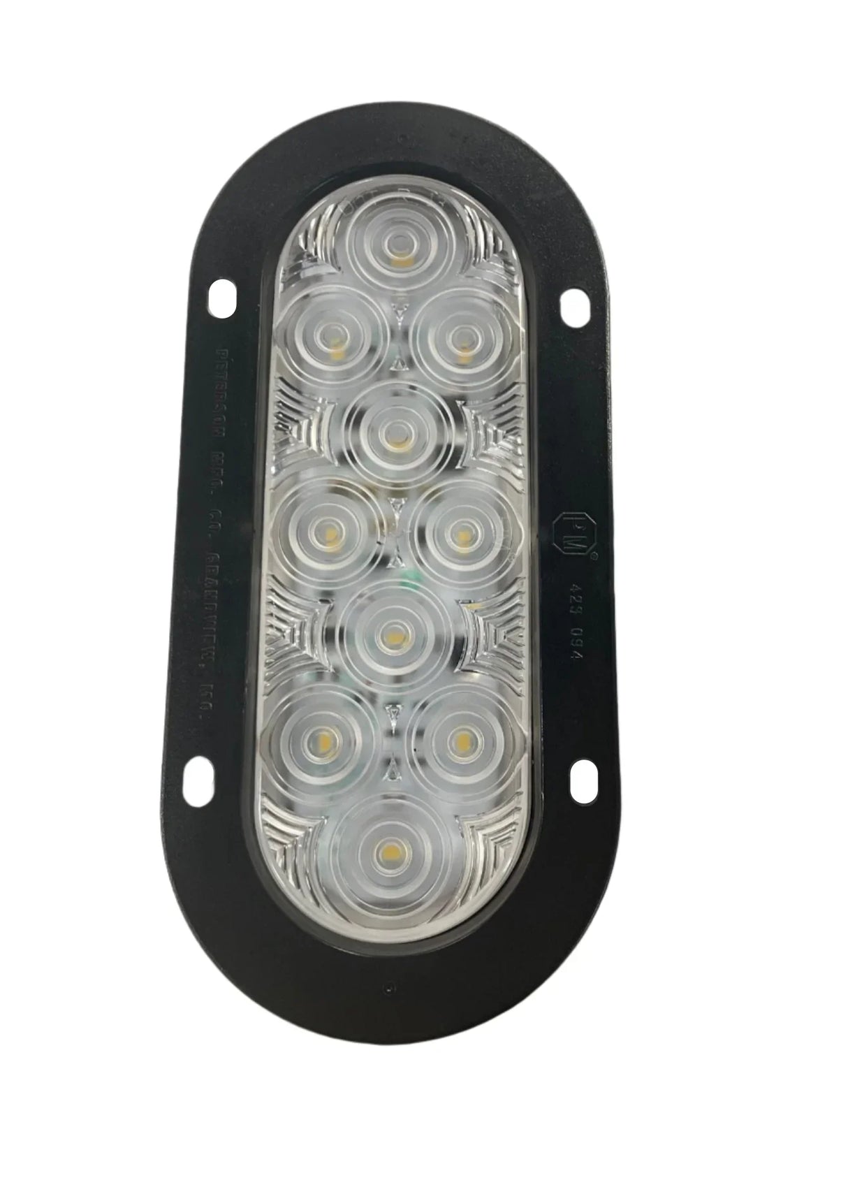 Oval LED trailer tail light with clear lens and black mounting gasket
