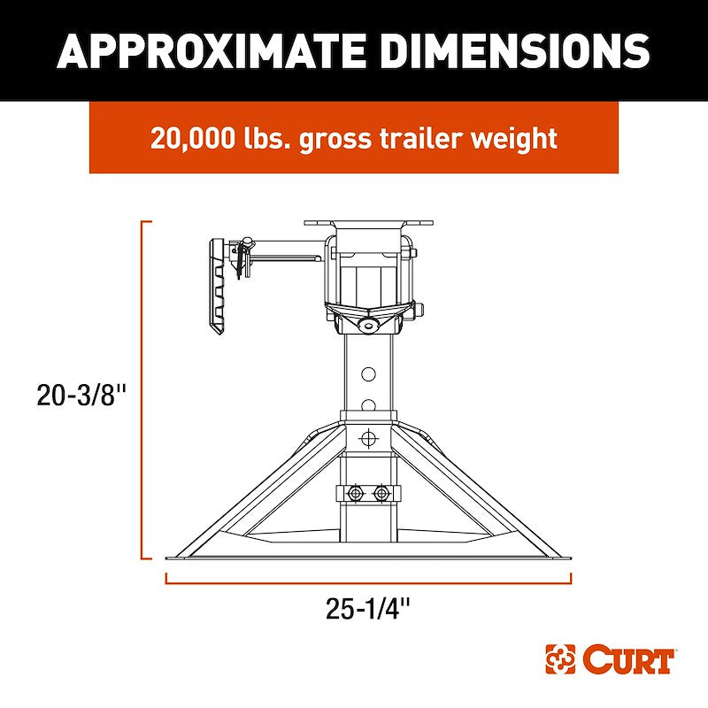 CURT 16051 CrossWing 5th Wheel Trailer Hitch | 20,000 LB Capacity | Mounts Over Gooseneck Ball | 3 Height Adjustments | Lightweight Steel