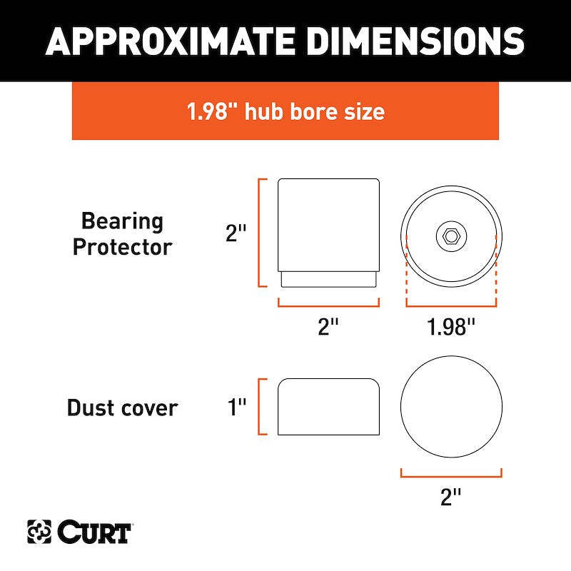 CURT Wheel Bearing Protectors – 1.98″ & 2.44″ Hub Diameter Options