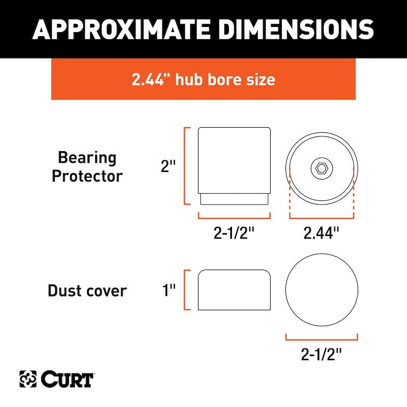 CURT Wheel Bearing Protectors – 1.98″ & 2.44″ Hub Diameter Options
