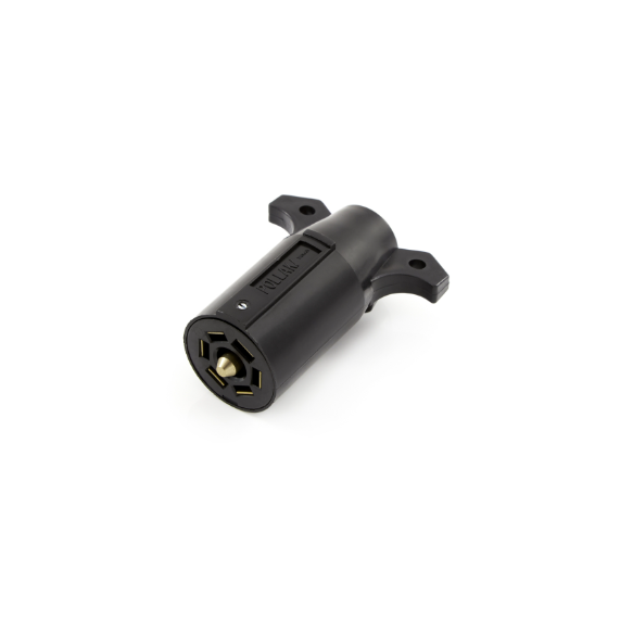 Pollak 12-706 7-Way Round Trailer Connector (Trailer Side) - Black Plastic 7-Blade Plug, Marine Rated