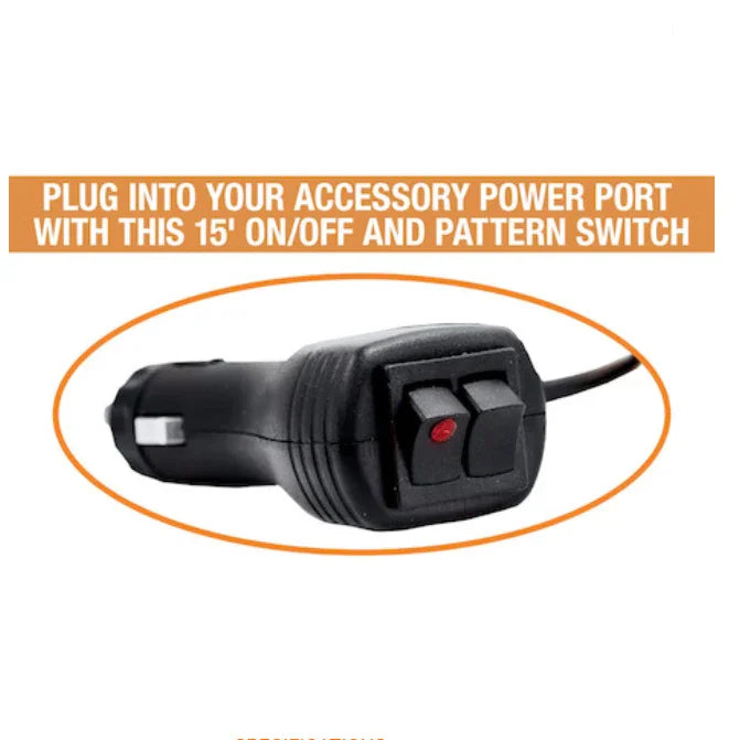 15-foot power port plug with on off switch and pattern button for accessory devices