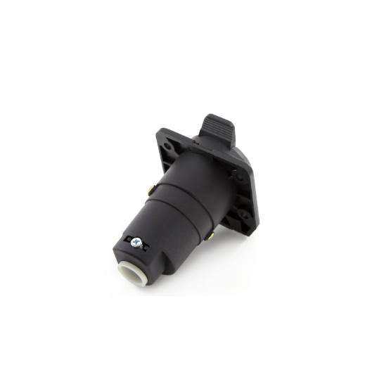Pollak 12-707E 7-Way Round Trailer Connector (Vehicle Side) - Black Plastic 7-Blade Socket, Marine Rated