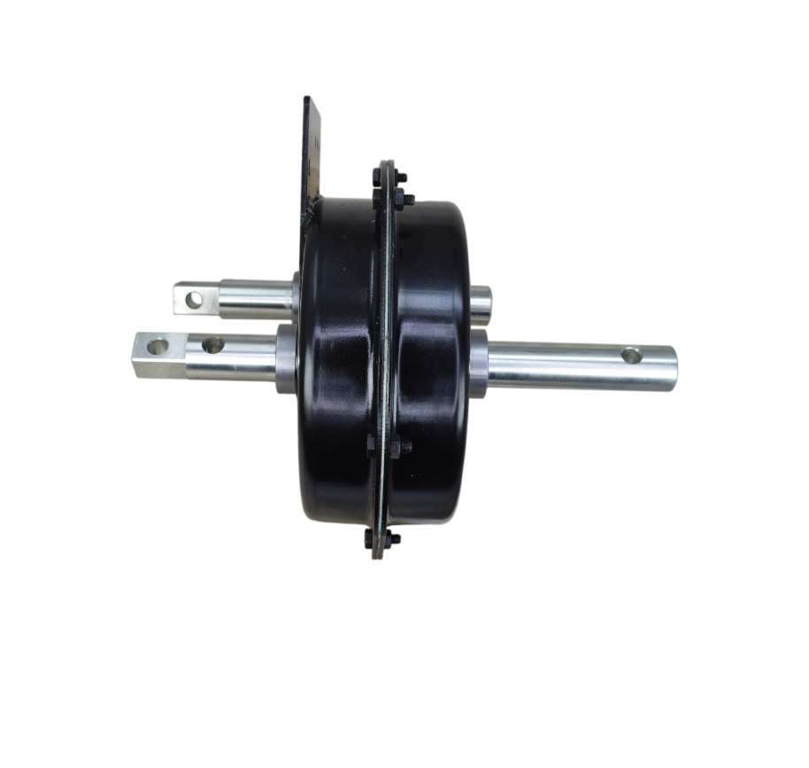 A 2-speed gear box for a Wilson hopper door, shown from the side against a white background, with smaller thumbnail images of mounting components below.