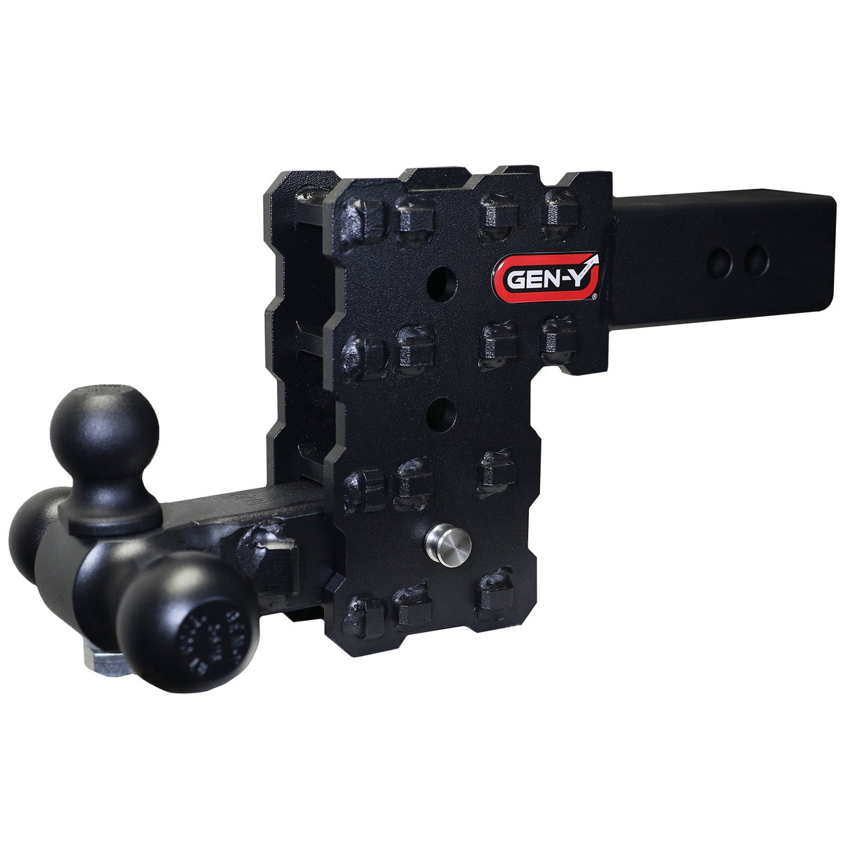 Gen-Y PHANTOM-X 2.5" Solid Shank 5" Drop 1.6K TW 16K Hitch & GH-052 Tri-Ball Mount