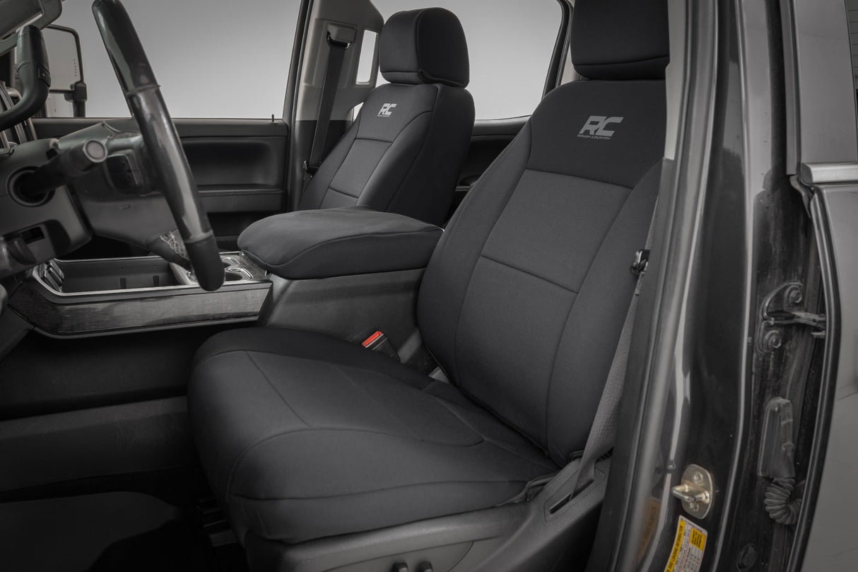 Rough Country Seat Covers | FR Bucket & RR 60/40 Bench | Chevy/GMC 2500HD/3500HD (2014-2026)