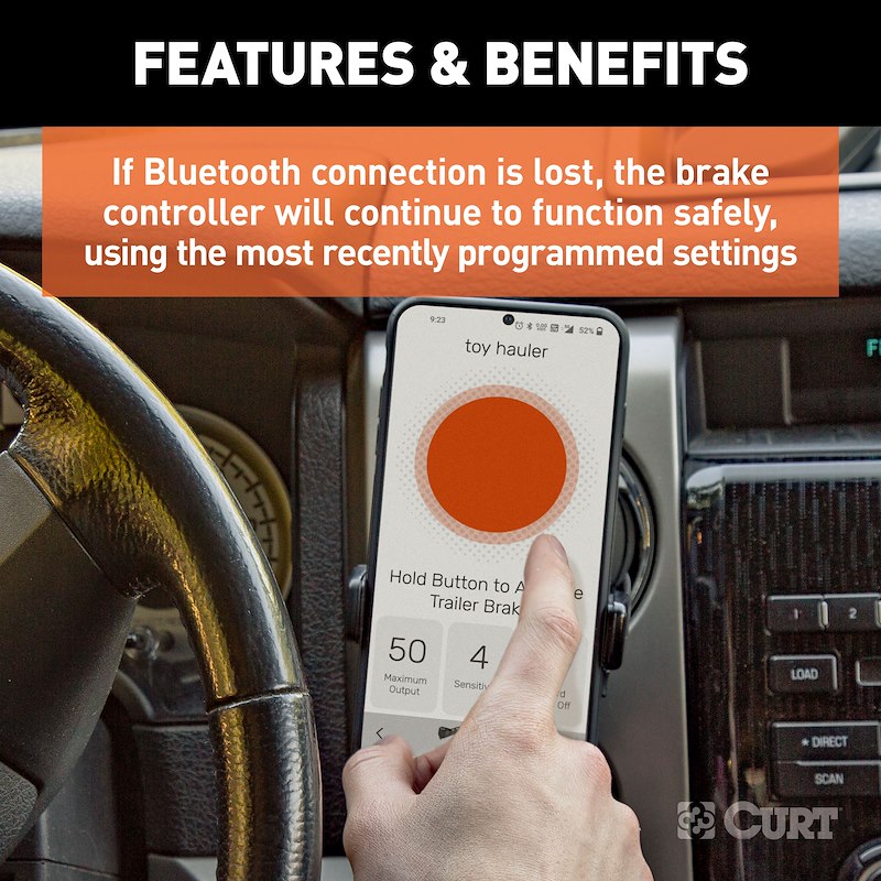 CURT 51180 Echo Wireless Trailer Brake Controller Smartphone Controlled 2–4 Brakes