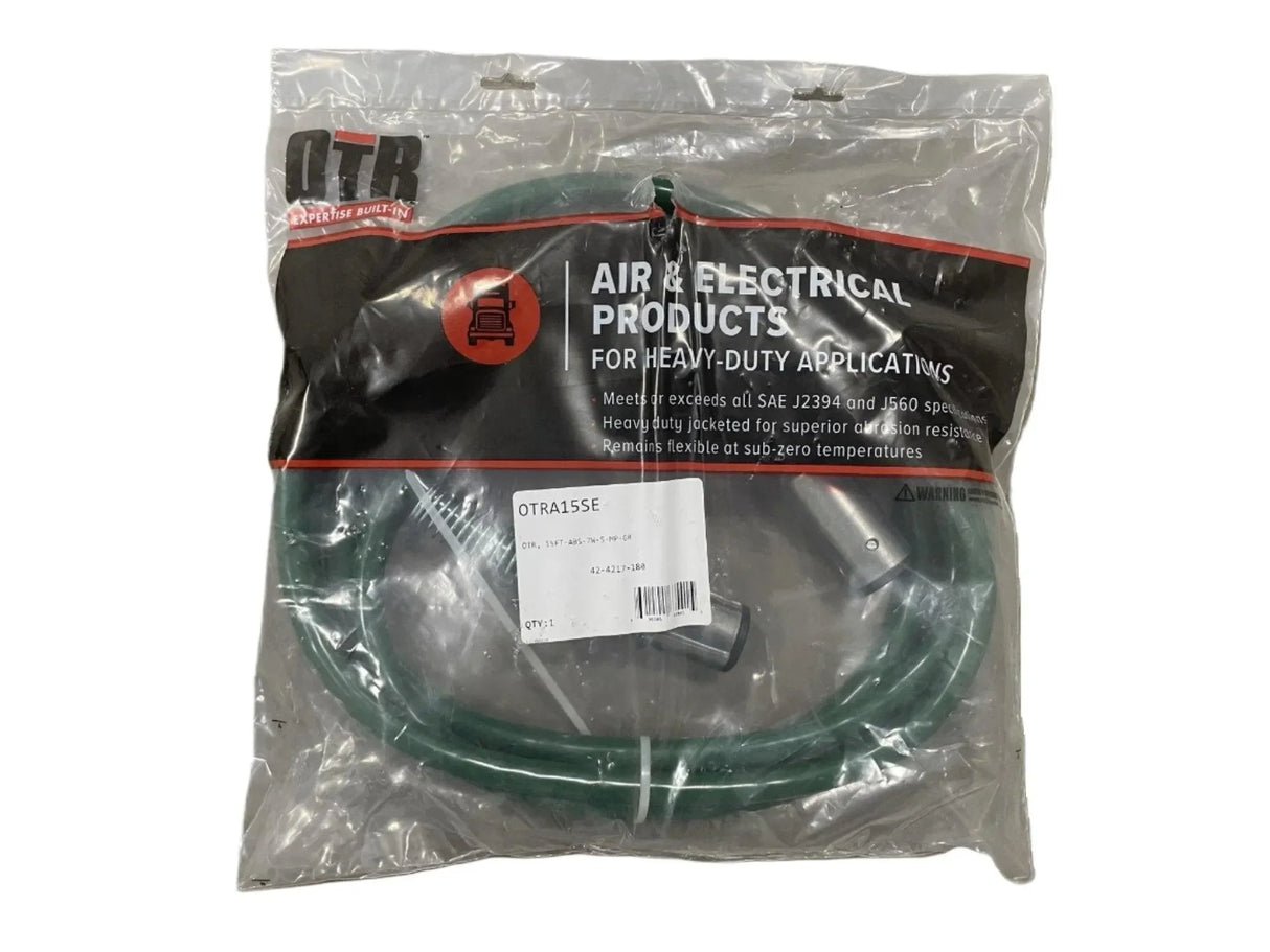 OTR heavy-duty green electrical air cord for trucks in original clear packaging