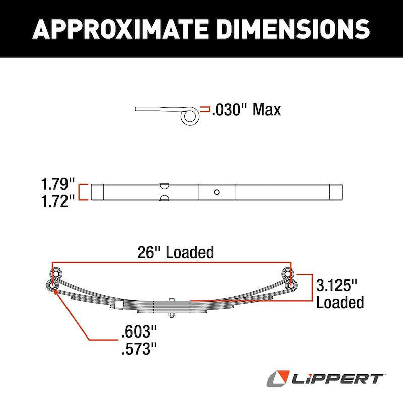 Lippert 129745 Trailer Axle Leaf Spring - 2200 lb Capacity - 4 Leaf - Eye & Eye Mount