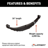 Lippert 2021095282 Trailer Axle Leaf Spring - 4000 lb Capacity - 7 Leaf - Eye & Eye Mount