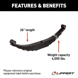 Lippert 2021095282 Trailer Axle Leaf Spring - 4000 lb Capacity - 7 Leaf - Eye & Eye Mount