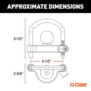 CURT 23090 Universal Trailer Coupler Lock with U-Lock, Orange