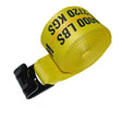 4x30 winch strap with black text and a flat hook on a white background