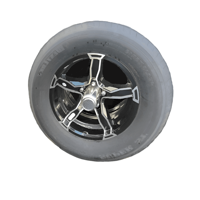 15" 5 on 4.5" Black & Silver Liger Aluminum Wheel/Tire Combo for United Trailers