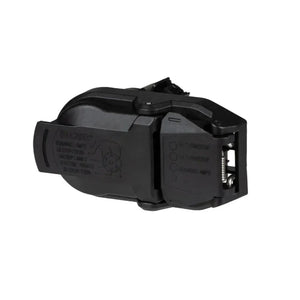 Black trailer wiring harness connector with labeled ports on a white background