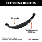 Lippert 679372 Trailer Axle Leaf Spring - 3500 lb Capacity - 6 Leaf - Eye & Eye Mount