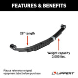 Lippert 702096 Trailer Axle Leaf Spring - 3000 lb Capacity - 4 Leaf - Eye & Eye Mount