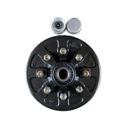 AXLE TEK Trailer Hub-Drum Assembly, 12-1/4"x3-3/8", 8 on 6.5 Bolt Pattern, 7,000 lb Axle, Pre-Greased Kit — hub and drum assembly, on white background