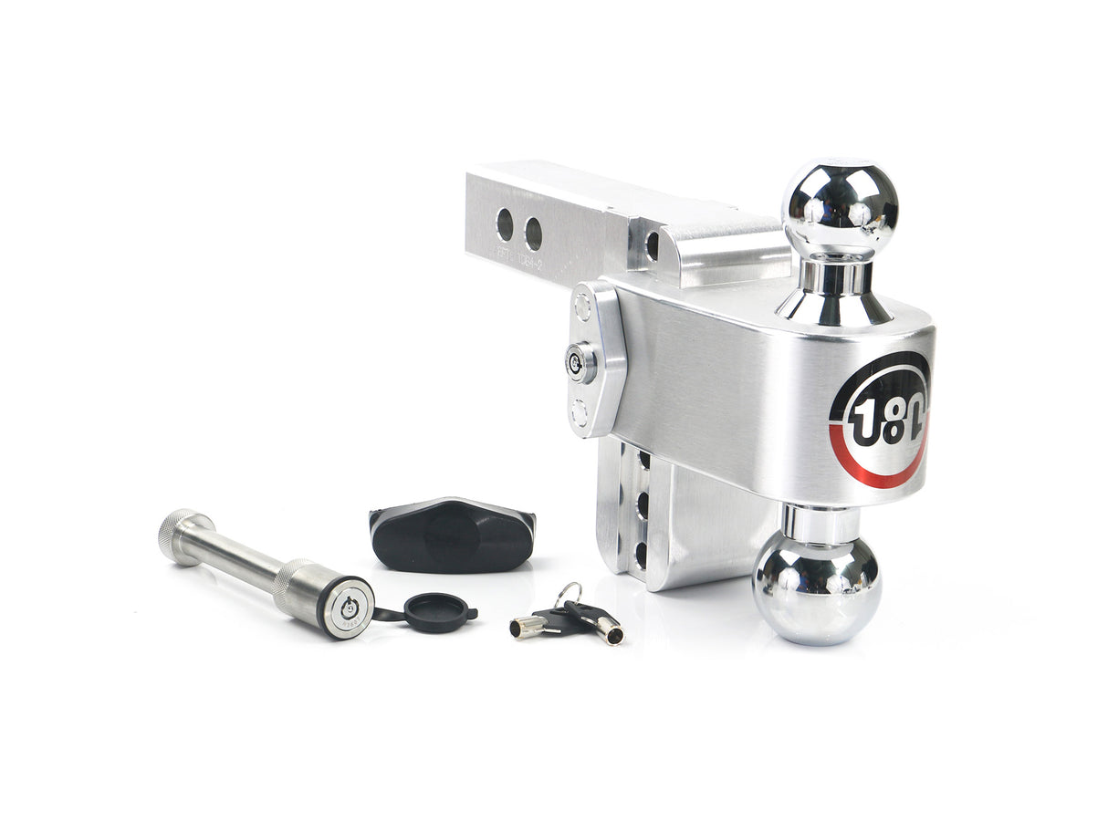 180 Hitch 4" Drop Hitch w/ 2" Shank Chrome Plated Combo Ball (10K/12.5K GTWR) w/ WS05