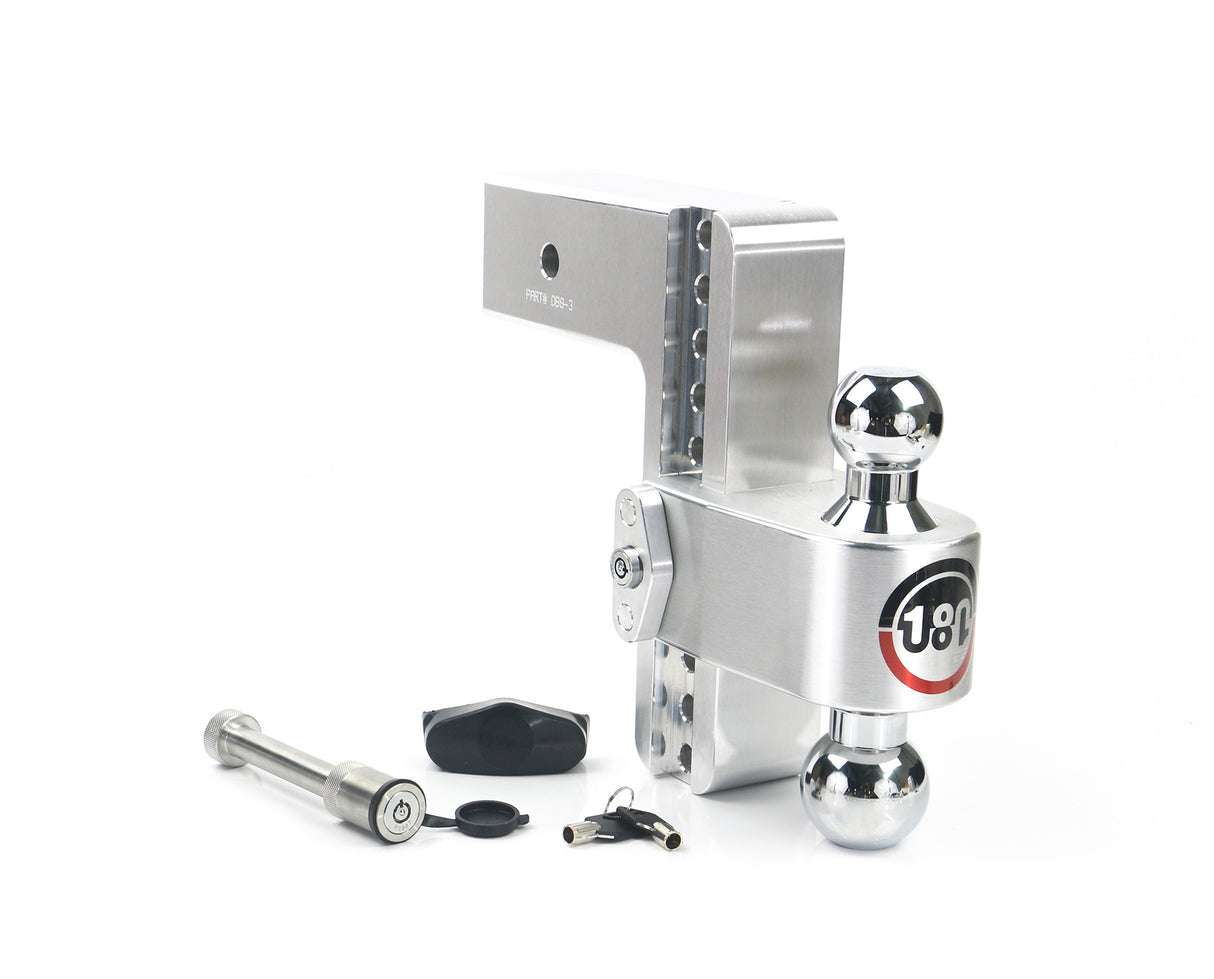 180 Hitch 8" Drop Hitch w/ 2.5" Shank Chrome Plated Combo Ball (10K/18.5K GTWR) w/ WS05
