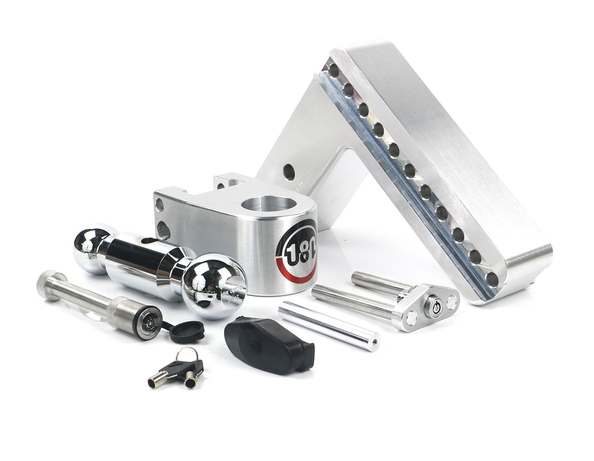180 Hitch 8" Drop Hitch w/ 2.5" Shank Chrome Plated Combo Ball (10K/18.5K GTWR) w/ WS05