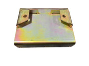 Timpte Hopper Knock Rail Mounting Bracket — zinc-coated metal bracket with two flanges and holes, on white background