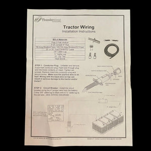 Tractor wiring installation instructions sheet with diagrams, parts list, and wiring steps.
