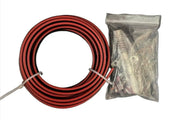 Thunderstone 50-AMP Power Cord Kit (Thunder Systems) — red and black power cable coil with connectors in a clear plastic bag, on white background