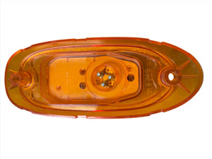 Amber oval LED trailer marker light with transparent plastic lens