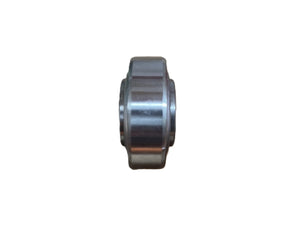 Side view of a metal bearing on a white background