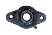 Timpte 1" Flanged Block Bearing (for Timpte Hoppers) — heavy-duty cast iron bearing housing with two mounting holes and central ball bearing, on white background