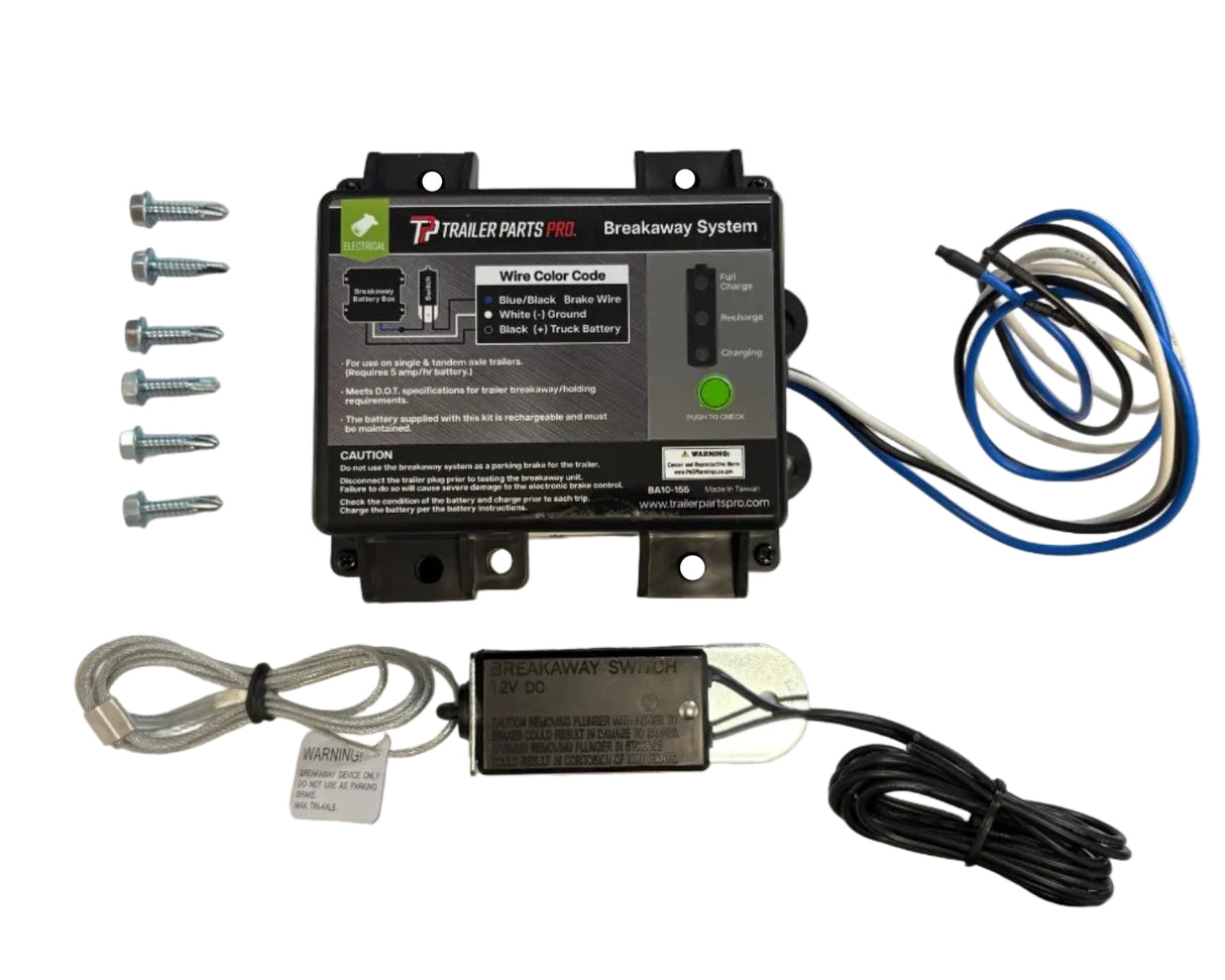 Trailer Breakaway Kit with Battery & Switch — Tekonsha Style or Dexter Pro Version