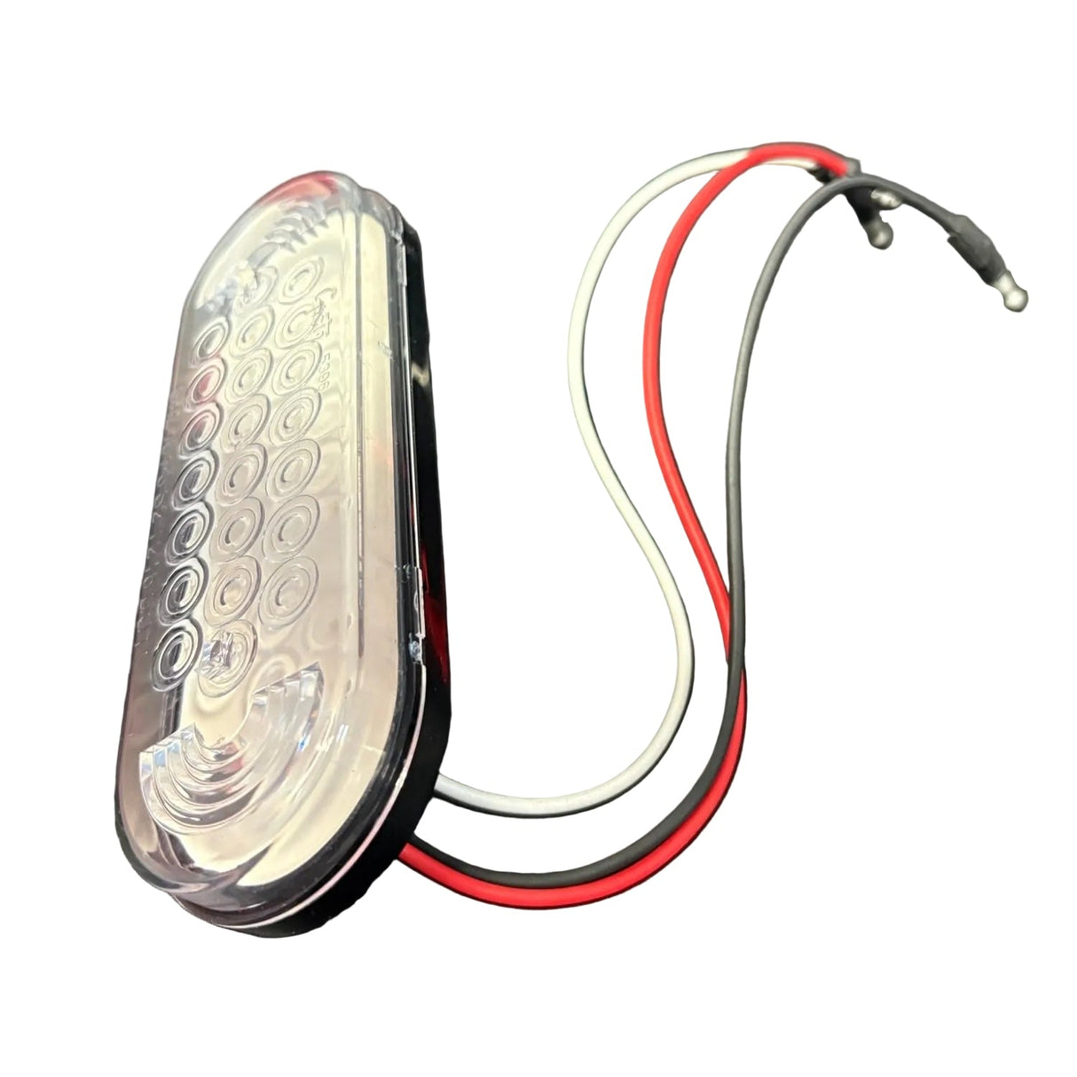 Wilson Trailer 6" Clear Lens Red STT Oval Light – Hardwired Rear Panel (Grote 54802-3)