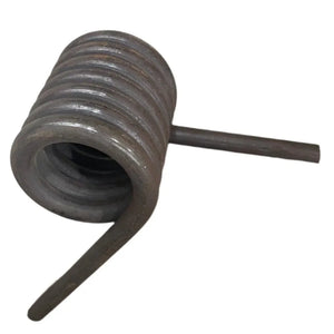 Heavy-duty metal torsion spring with coil design on white background