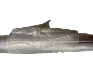 metal pipe wrapped in clear plastic protective film on white background