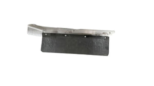 Heavy duty metal and rubber boat rudder on white background