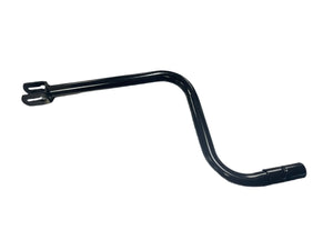 Black metal jack handle tool for car tire changing on white background